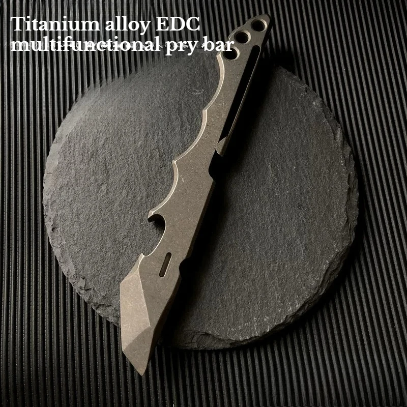 Titanium Alloy Multifunctional Pry Bar for Outdoor Survival Camping EDC Bottle Opener Self-defense Small Tool