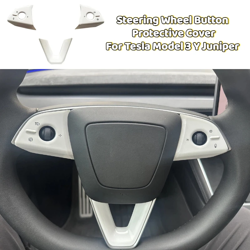 

For Tesla Model 3 Model Y Juniper 2025+ Steering Wheel Button Protective Cover Interior Trim Decorative Sticker Car Accessories
