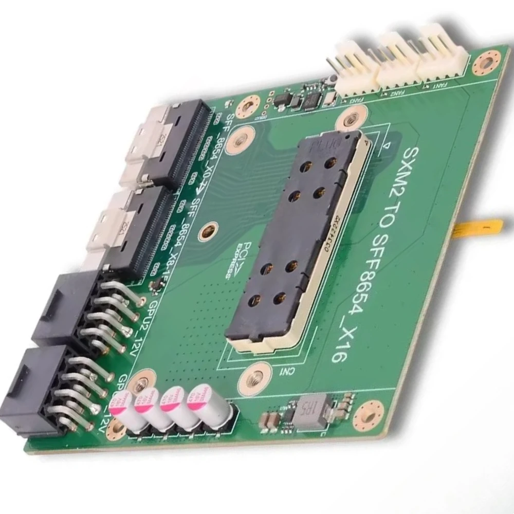 SXM2 To SFF-8654 Adapter Riser Card Board for Nvidia P100 V100 GPU Graphics Card Server Automatic Fan Control Management Cooler