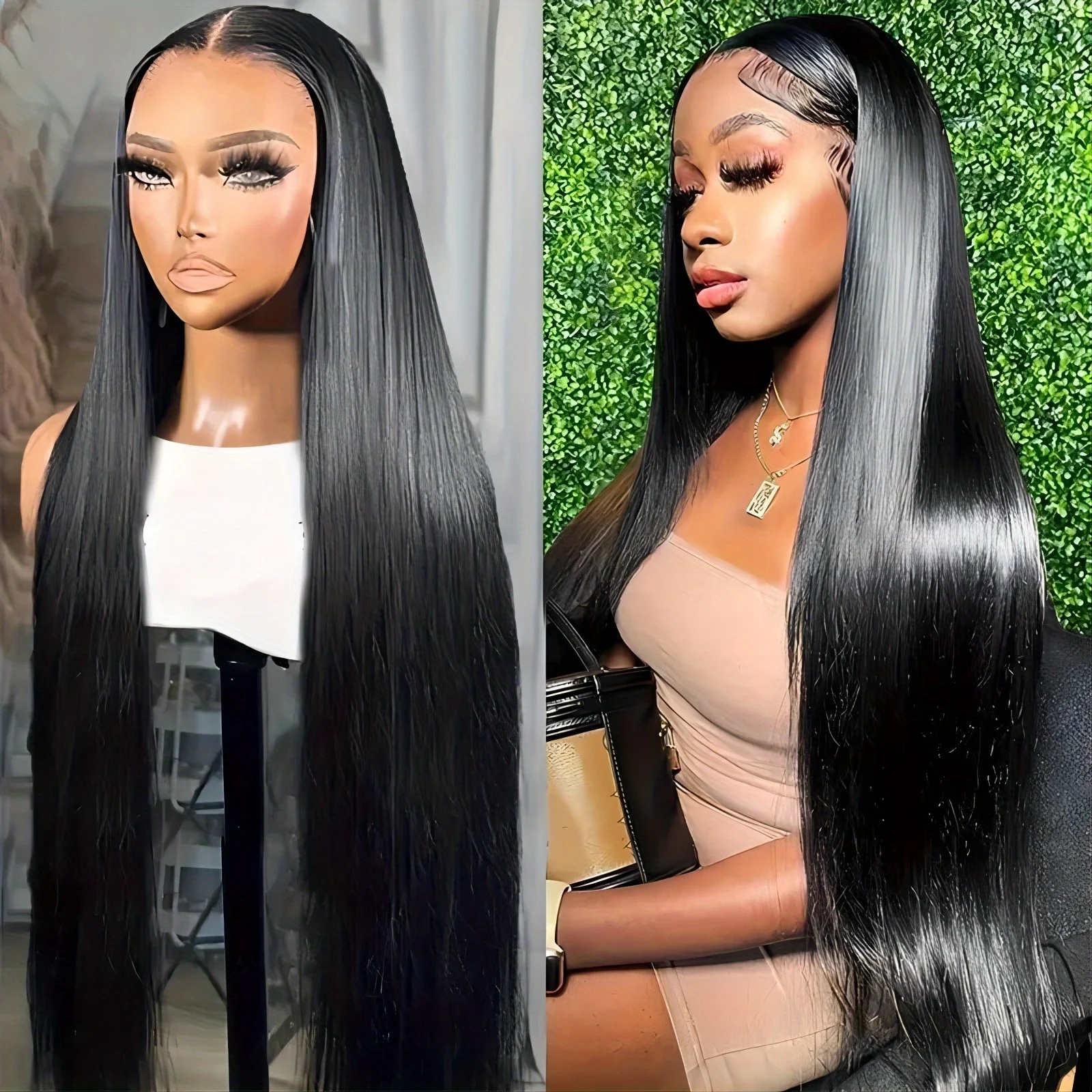 

Lace Front Wigs Human Hair 180% Density Straight Lace Wig 1B 13x4 Inch HD Lace Transparent Lace Baby Hair Wig