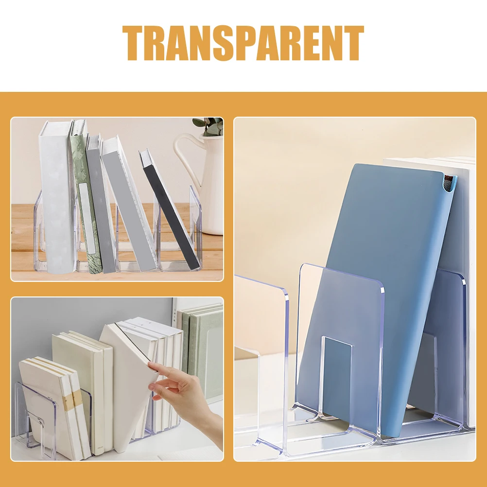 

2Pcs Transparent Bookends Storage Rack Desk ganizer for Office Home School File Magazine Holder Document Folder Sorter