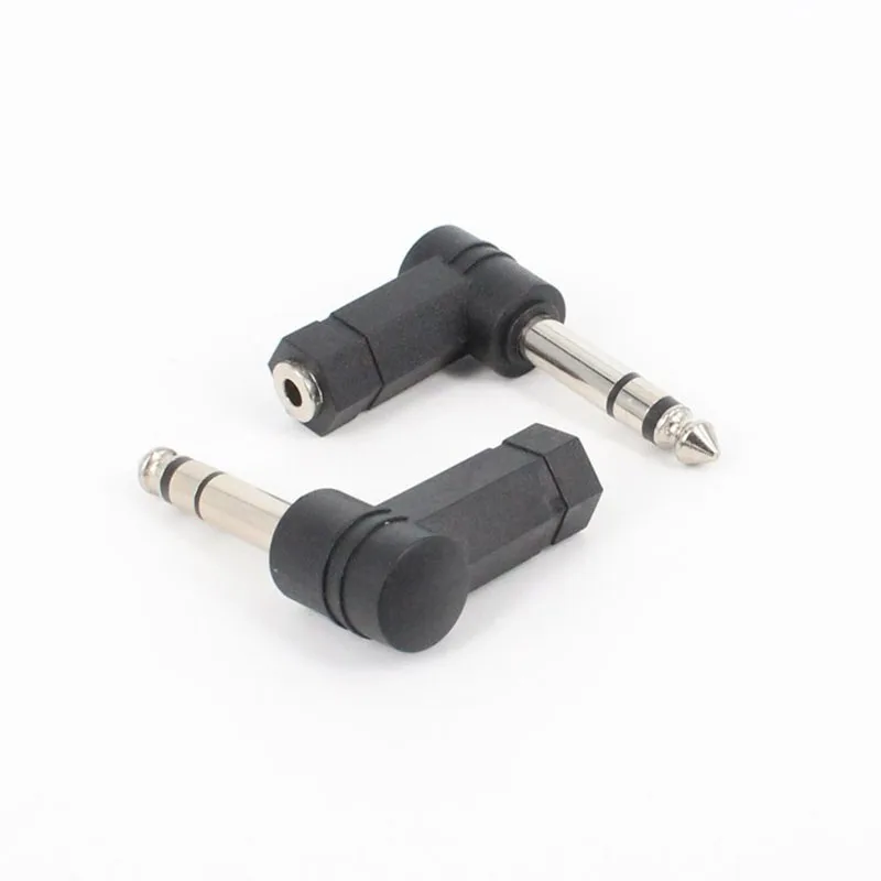 Adaptador de áudio estéreo de 3 pólos 6,5 mm macho to 3,5 mm fêmea cotovelo 90 °   Adaptador de áudio para microfone e fone de ouvido Conversor de alta qualidade F1