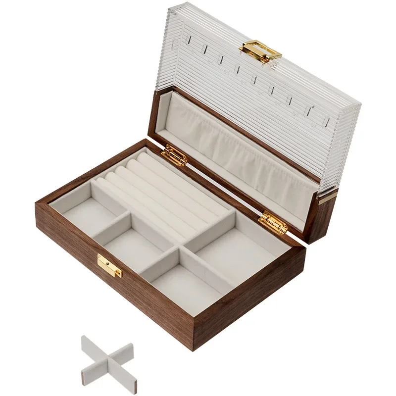 

Jewelry box storage High-end exquisite wooden hand jewelry storage 2025 new acrylic necklace