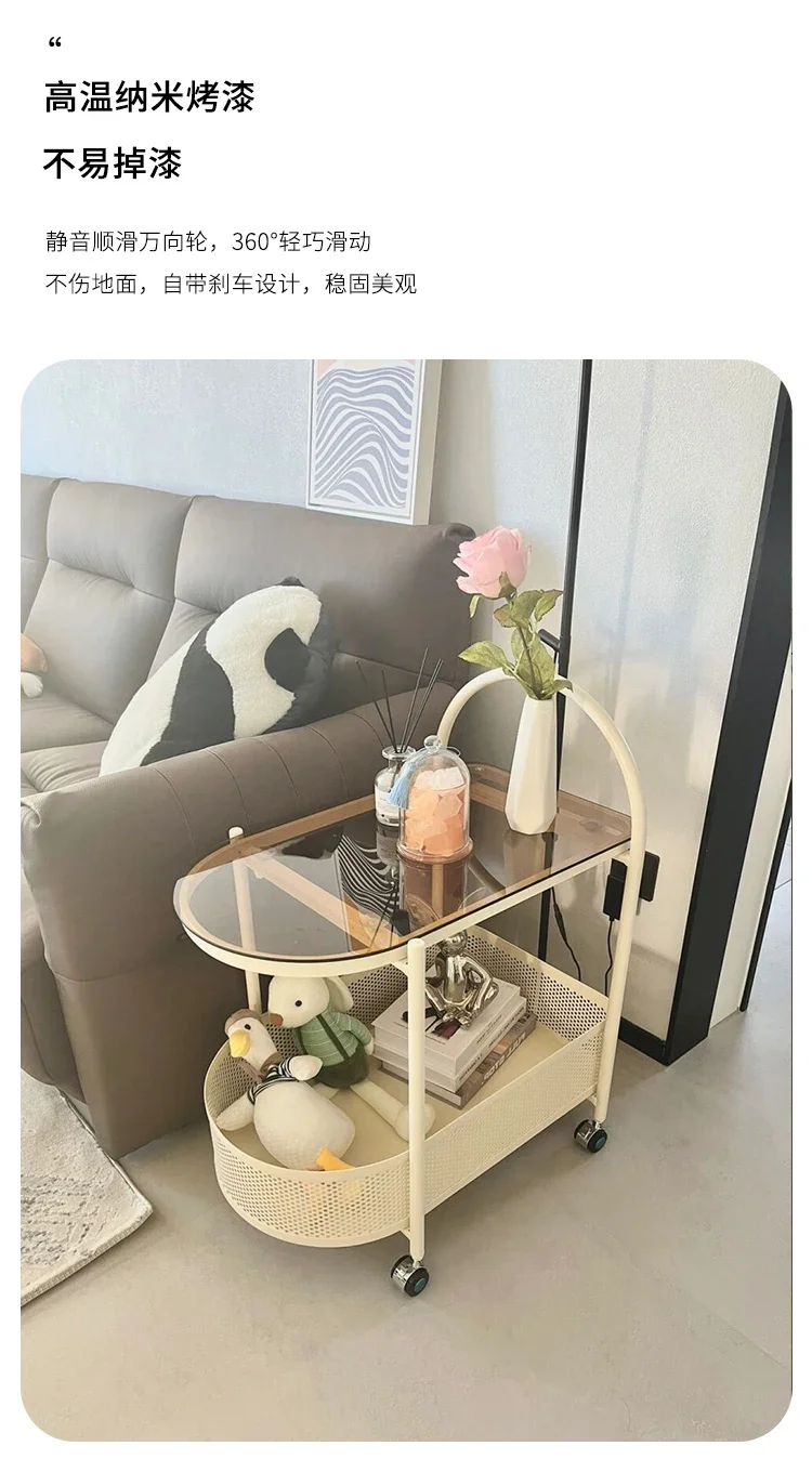 عدد قليل من عربات الإضافية وطاولة قهوة صغيرة فاخرة خفيفة على جانب الأريكة وأرفف زاوية قابلة للإزالة والجانب #4