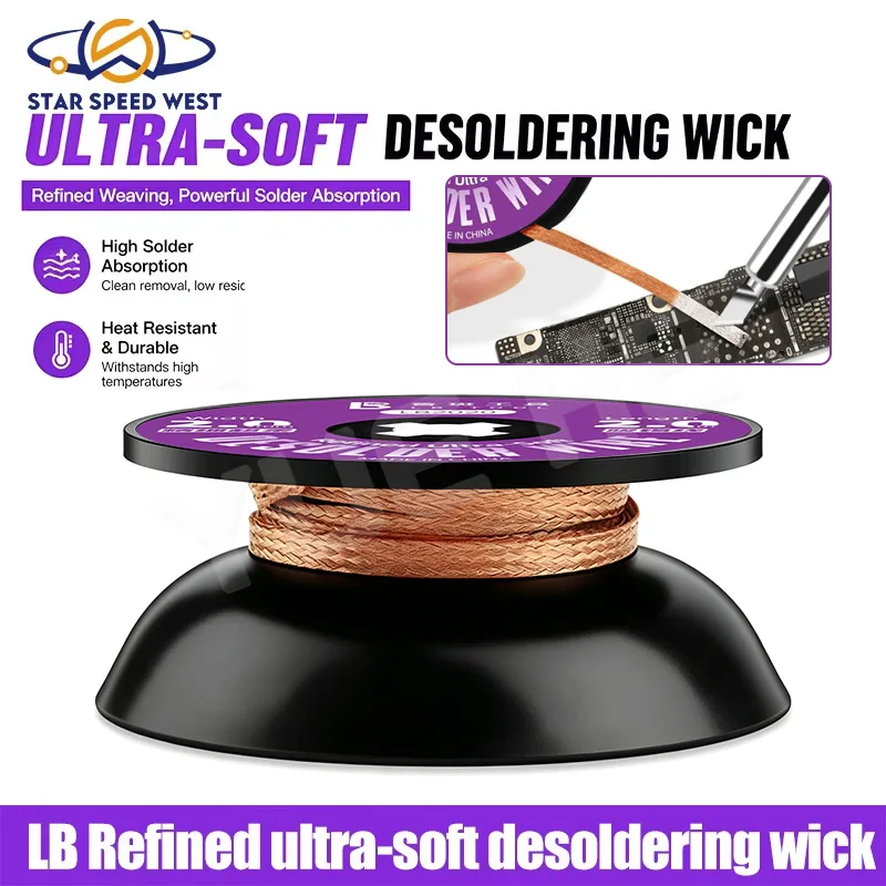 LB TOOL Refined Ultra Soft Desoldering Wick Fast Heat Transfer Coefficient Running Performance Wear Resistant For PCB Repair