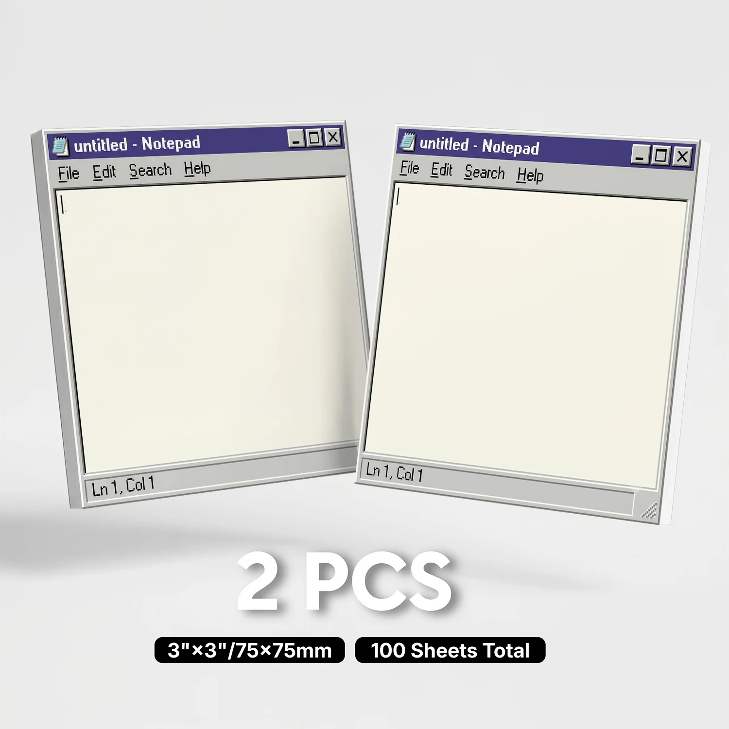 Vintage Computer Window Sticky Notes 2 Pack, Funny Untitled Notepad Design Self-Adhesive Memo Sheets, 3