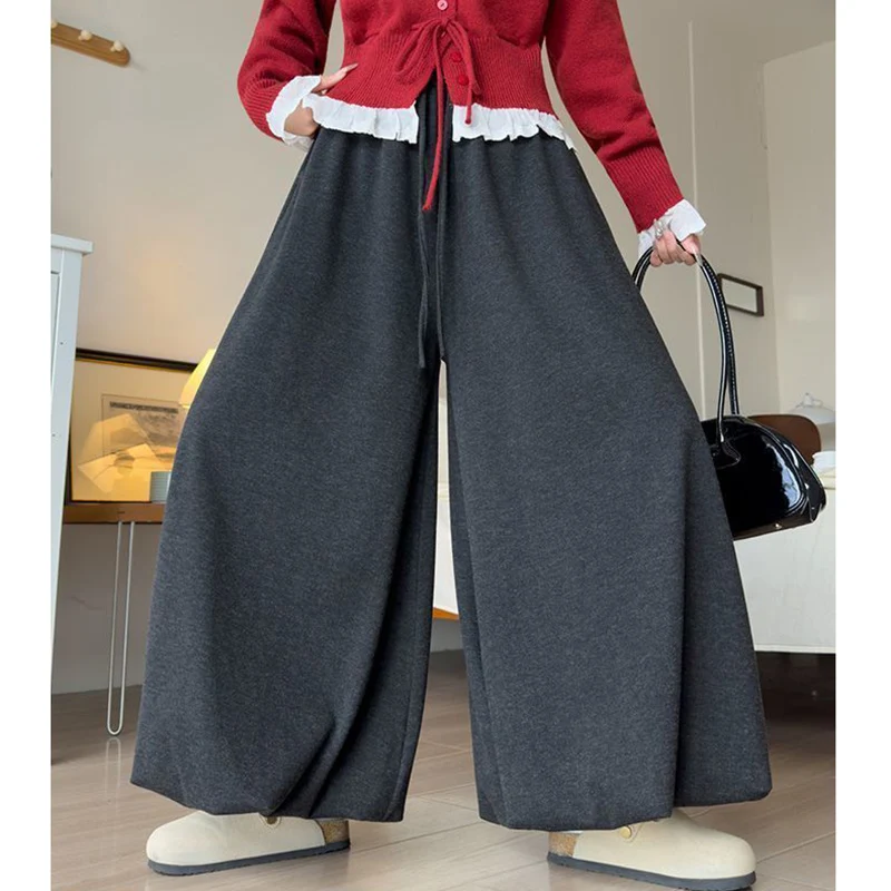 

Женские тонкие кюлоты с высокой талией свободного кроя 2026 года, хит продаж, в корейском стиле, однотонные, повседневные, классические модные юбка-брюки