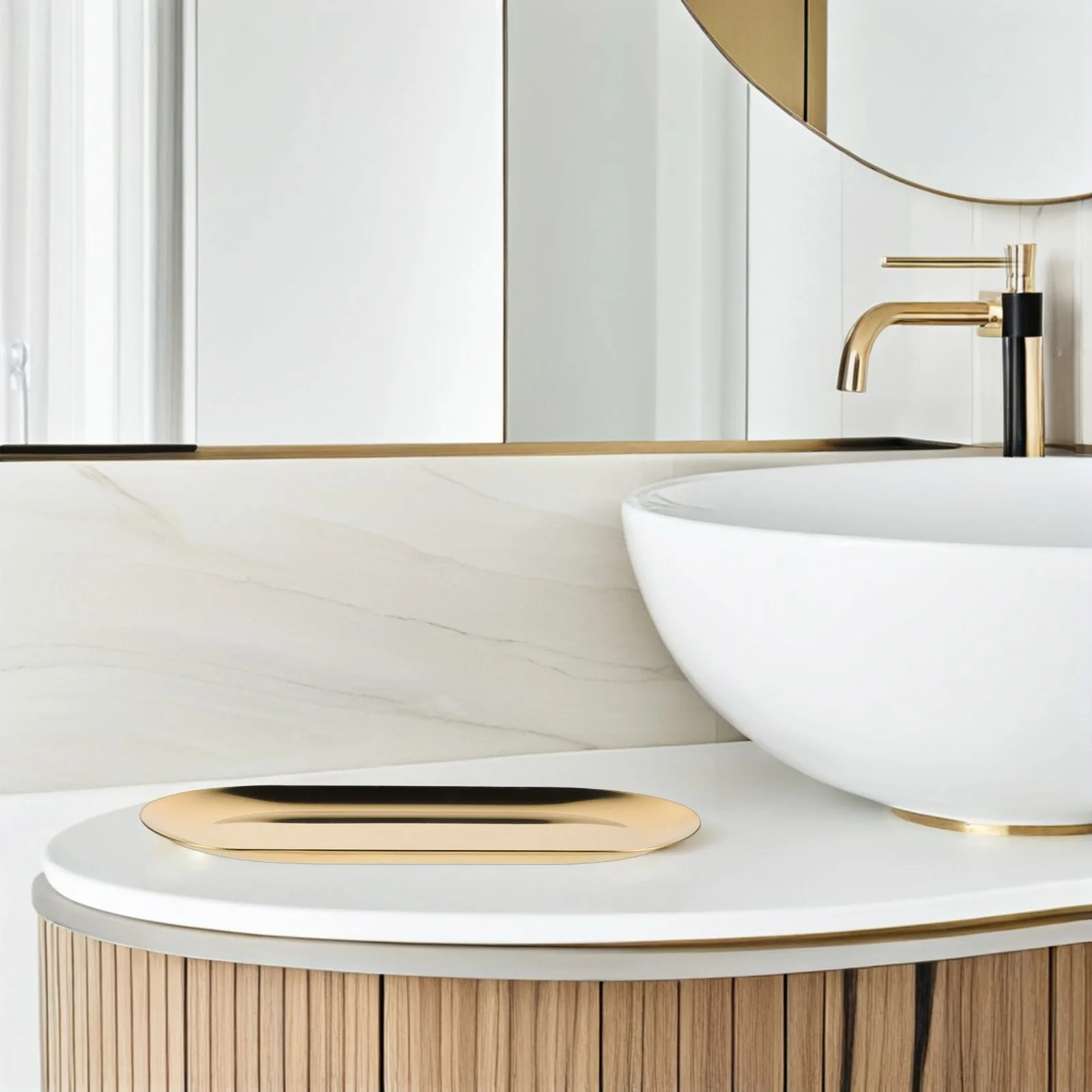 

3 Pcs Stainless Steel Tray Set Gold Condiment Serving Decorative Trinket Bathroom Storage Table Platter Fruit Remote