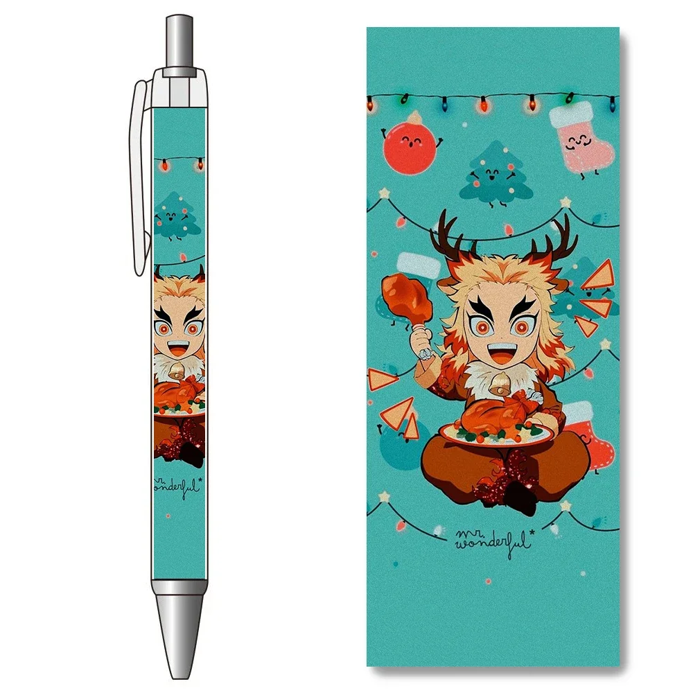 1/4PCS Tanjirou Nezuko Zenitsu Inosuke Giyuu Shinobu Popular Anime Christmas Series Customized Click Gel Pen Pretty Stationery