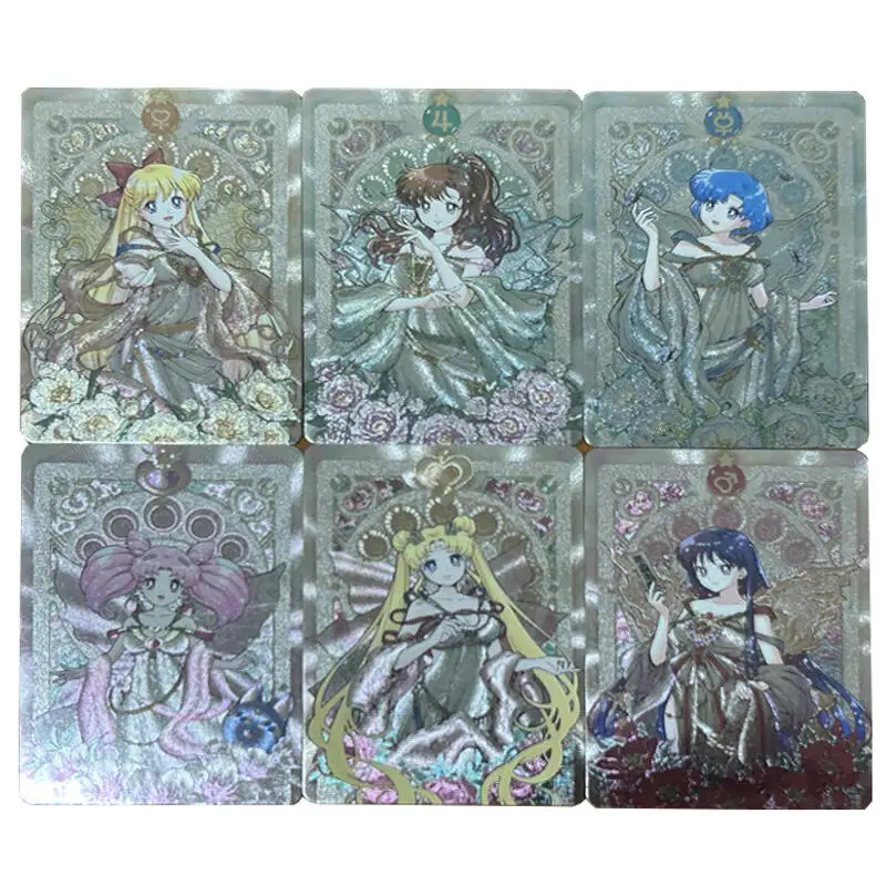 

Набор из 6 штук: Коллекционные карточки Sailor Moon (Сейлор Мун) с персонажами Цукино Усаги, Мизуно Ами, Айно Минако. Карточки для самостоятельного изготовления, с эффектом мерцания. Аниме-игра, коллекционные карточки, подарок, игрушка.