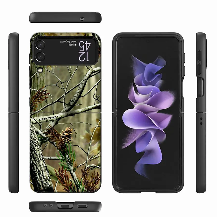 Realtree Real Tree Camo Phone Case For Samsung Galaxy Z Flip 6 4 3 5G Funda Black Coque Hard PC Luxury Cover Z Flip 5 Capa Fashi