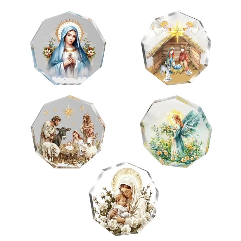 Acryl-Krippe, Desktop-Dekoration, Krippenornament für Tafelaufsätze, christliches religiöses Geschenk für Familien, 3 x – Detail 1