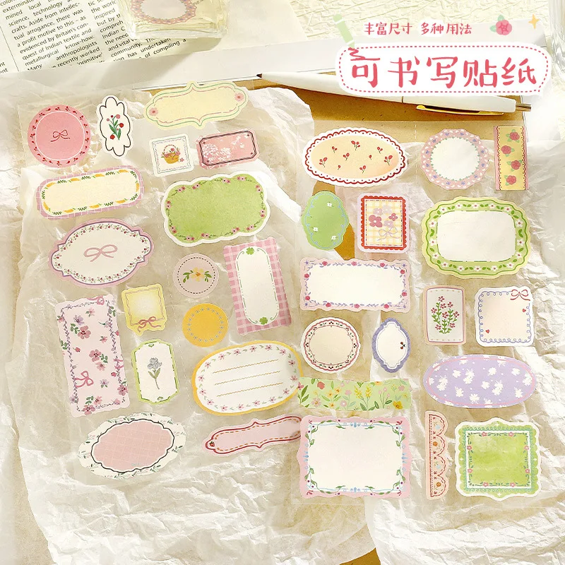 4 Sheets Into Writing Die-cut Stickers Beautiful Label Sticker Series Light Retro Border Marker Stickers Planner Kawaii Stickers