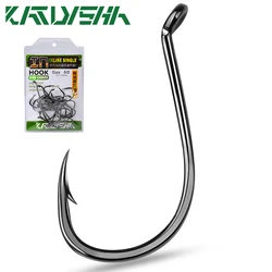 KATYUSHA  20PCS J Hooks 1/0-2/0-3/0-4/0-5/0# Barbed Octopus Fishing Hook High Carbon Steel Offset Fishhooks Black Color Pesca