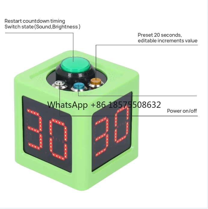 Cube Timer 1.4in 4 Sided Digital Shot Countdown Stopwatch for Private Poker Chess Casinos