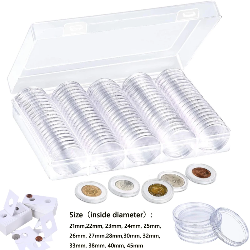 Coinn-Soporte de plástico transparente, caja de colección Coinn, estuche para almacenamiento, Cápsulas de protección, contenedor, 10/100 piezas