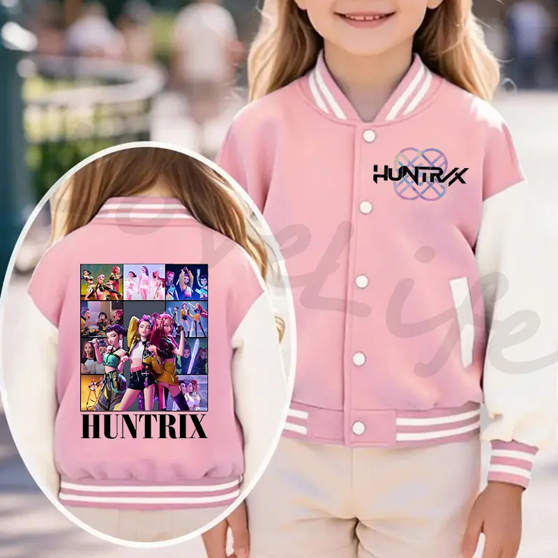 

KPop Demon Hunters Baseball Uniform Girls Boys Fashion Jacket Kids Clothes Casual Outerwear Coats 2025 Movie Harajuku Sportswear