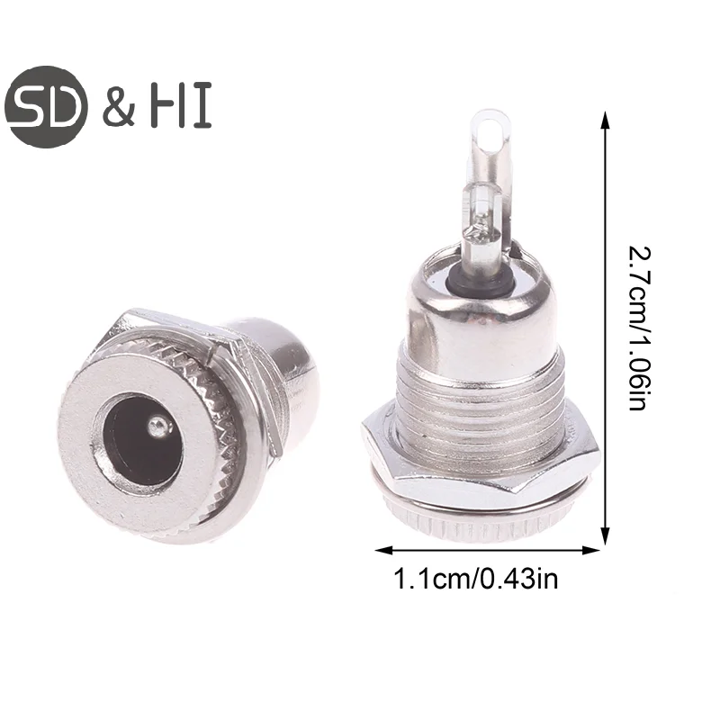 5Pcs/Set DC099 5.5 X 2.1MM DC Power Jack Socket Female Panel Mount Connector Metal Terminal Connector Plug Adapter