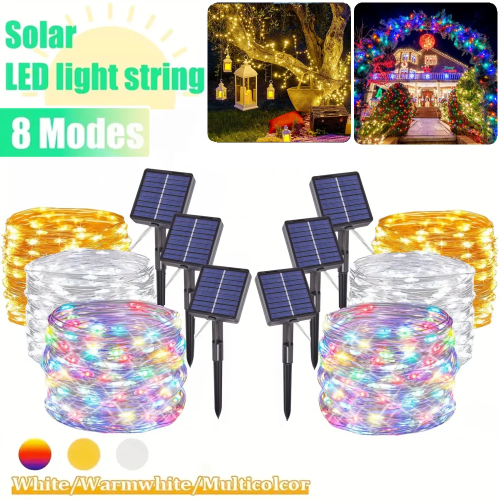 1Pcs LED Solar Fairy Lights Outdoor Festoon Waterproof Garland String Lights For Yard Path Christmas Tree Party Patio Decoration