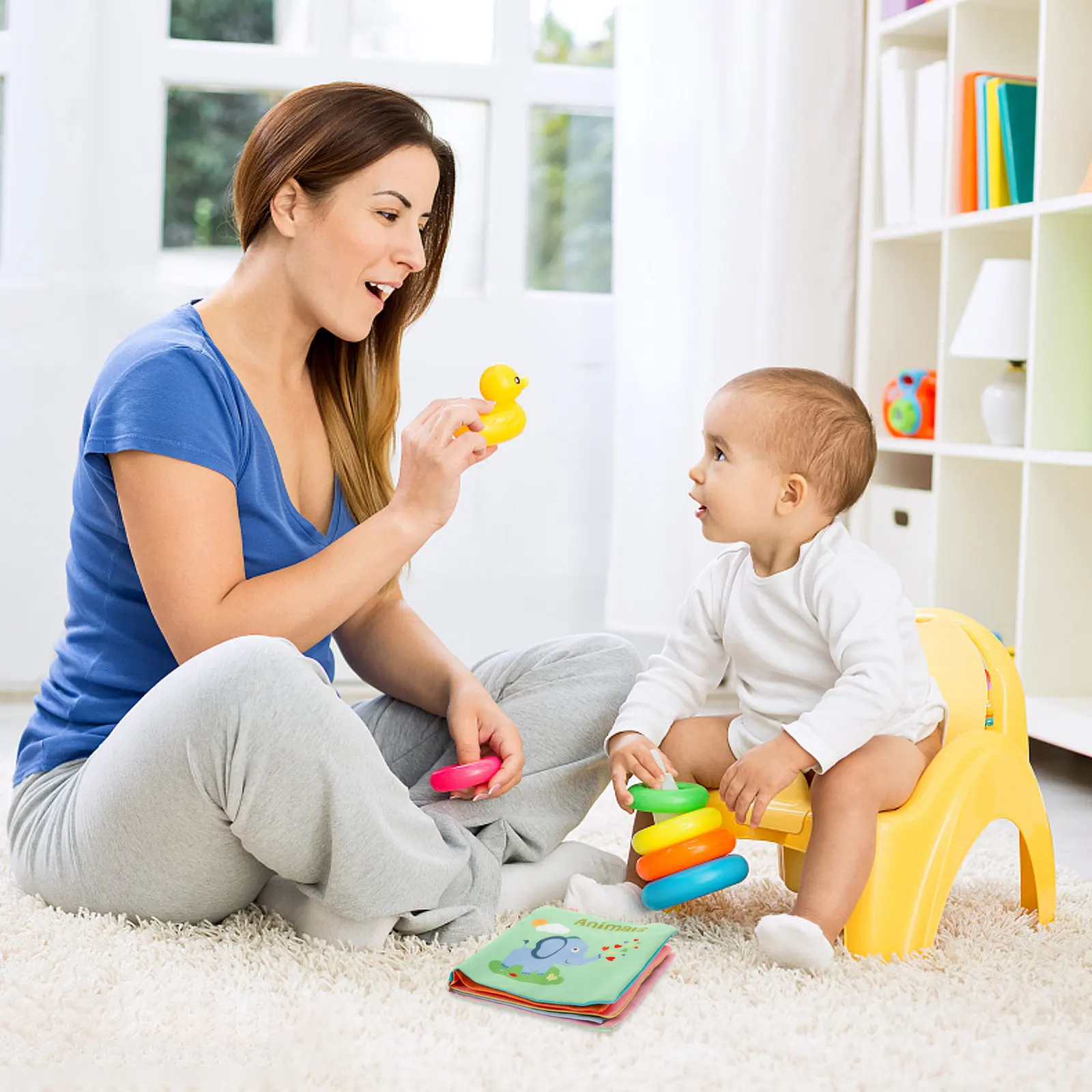 Buntes Baby-Badebuch mit Knistergeräusch Stoffbuch für Kleinkinder Frühes Lernen Entwicklungsfördernde Aktivitäten Sensorische Beschäftigung Badezeit