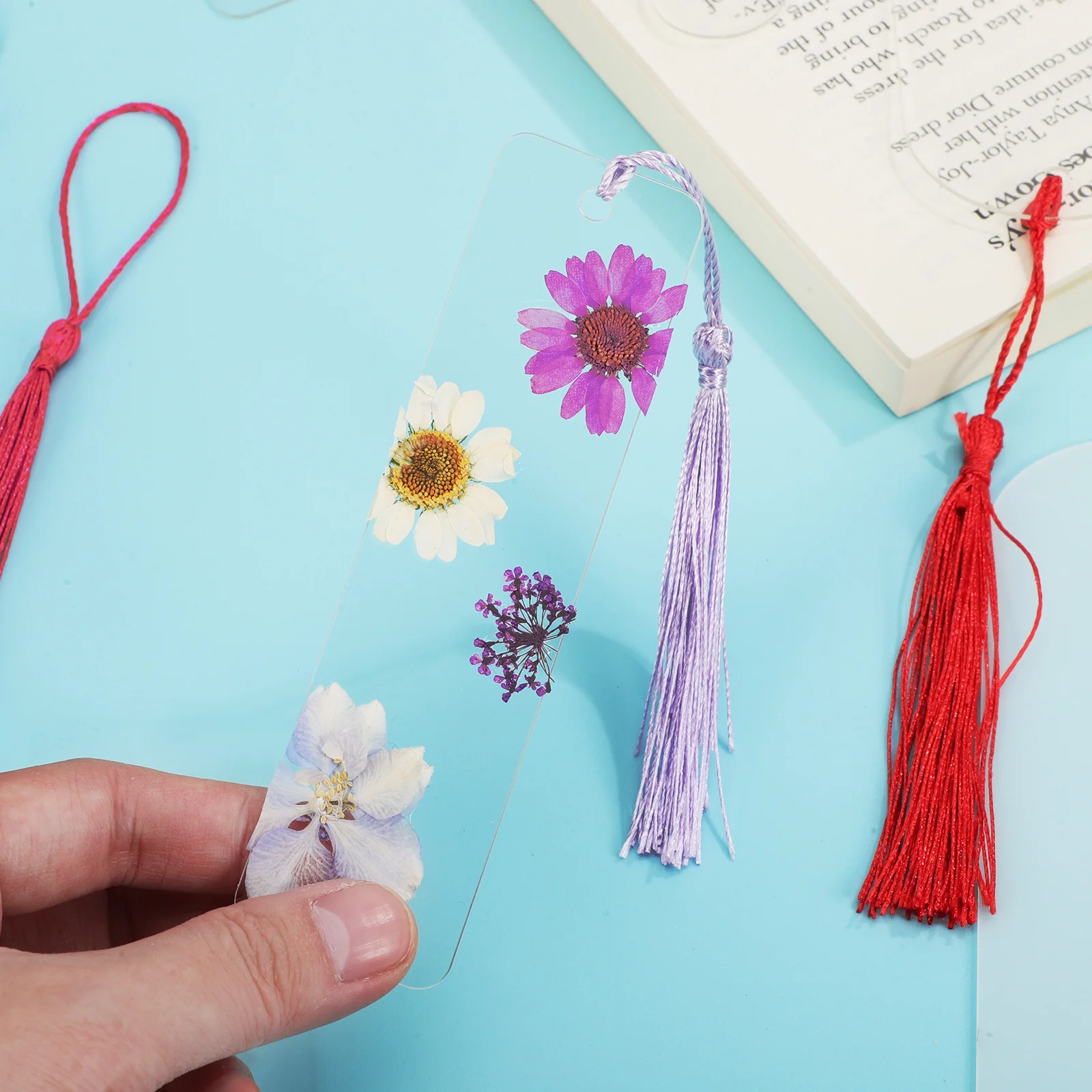 30 Sets Acrylic Blank Bookmarks Craft Kits Clear Transparent with Colorful Tassels for Customizing PagesMarkers Graduation Gifts