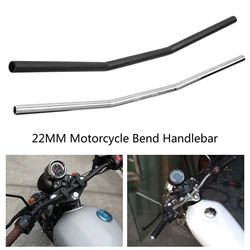 22MM Motorcycle Bend Handlebar 7/8Inch 22MM Motorcycle Retro Bend Handlebar Handle Bar Black Silver Motorcycle Bend Handlebar