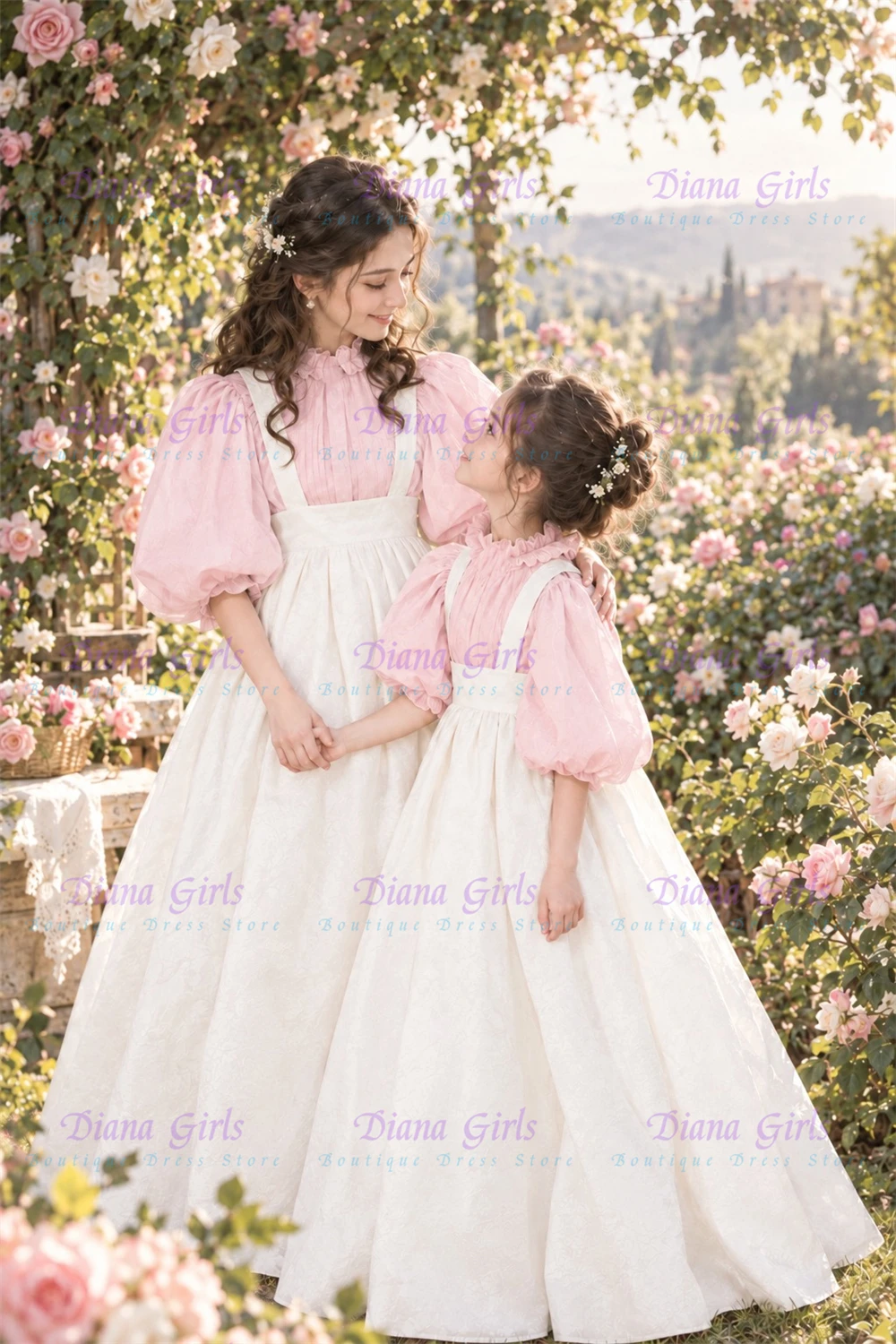 Quality Elegant Blue Two-piece Set Flower Girl Dress Tulle with White Taffeta Little Princess Wedding Party Evening Ball Gowns