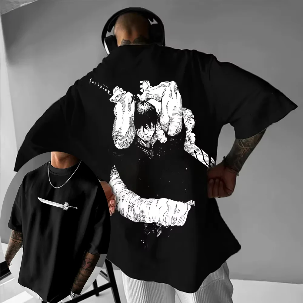 2026 Neues Heißes Sommer-Jujutsu Kaisen Fushiguro Toji Unisex Reines Baumwoll-T-Shirt 2026 Sommer Anime-Print Rundhals Locker Sitzendes Familien-Oberteil