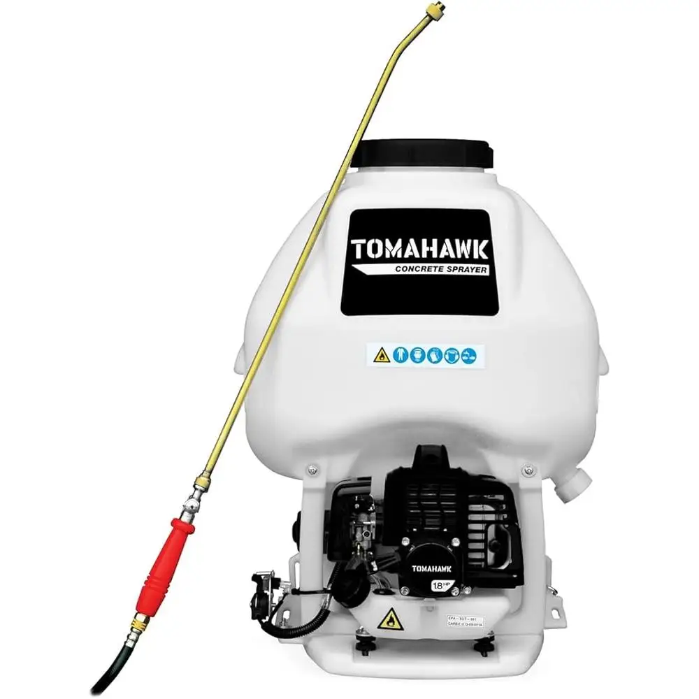 Motorized Backpack Concrete Sprayer 6.5 Gal Adjustable Pressure Curing Sealant Fertilizer Wand Included Fast Efficient