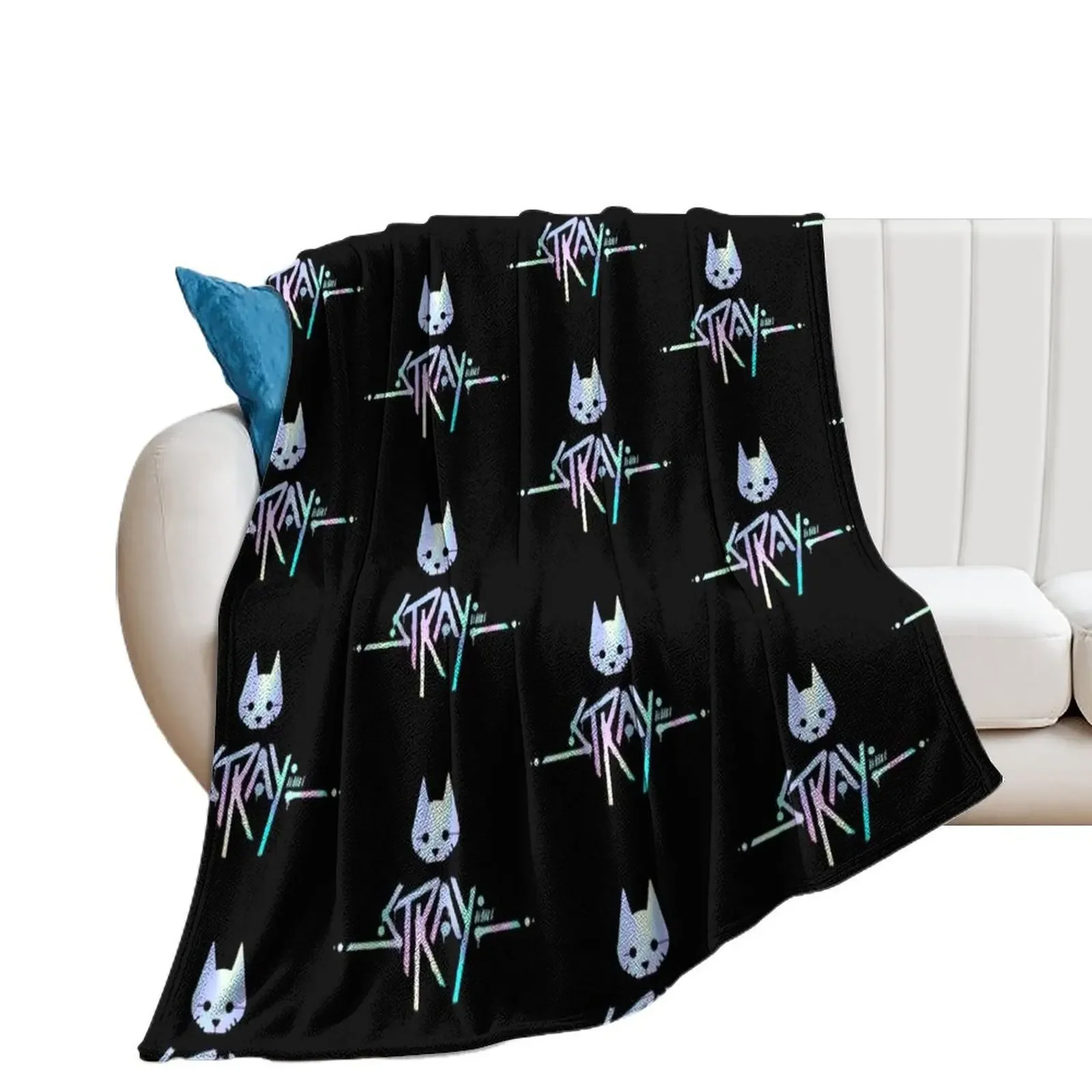 The Stray Game Logo in Holographic Iridescent Rainbow Throw Blanket bed plaid Blankets For Baby Luxury Brand Blankets