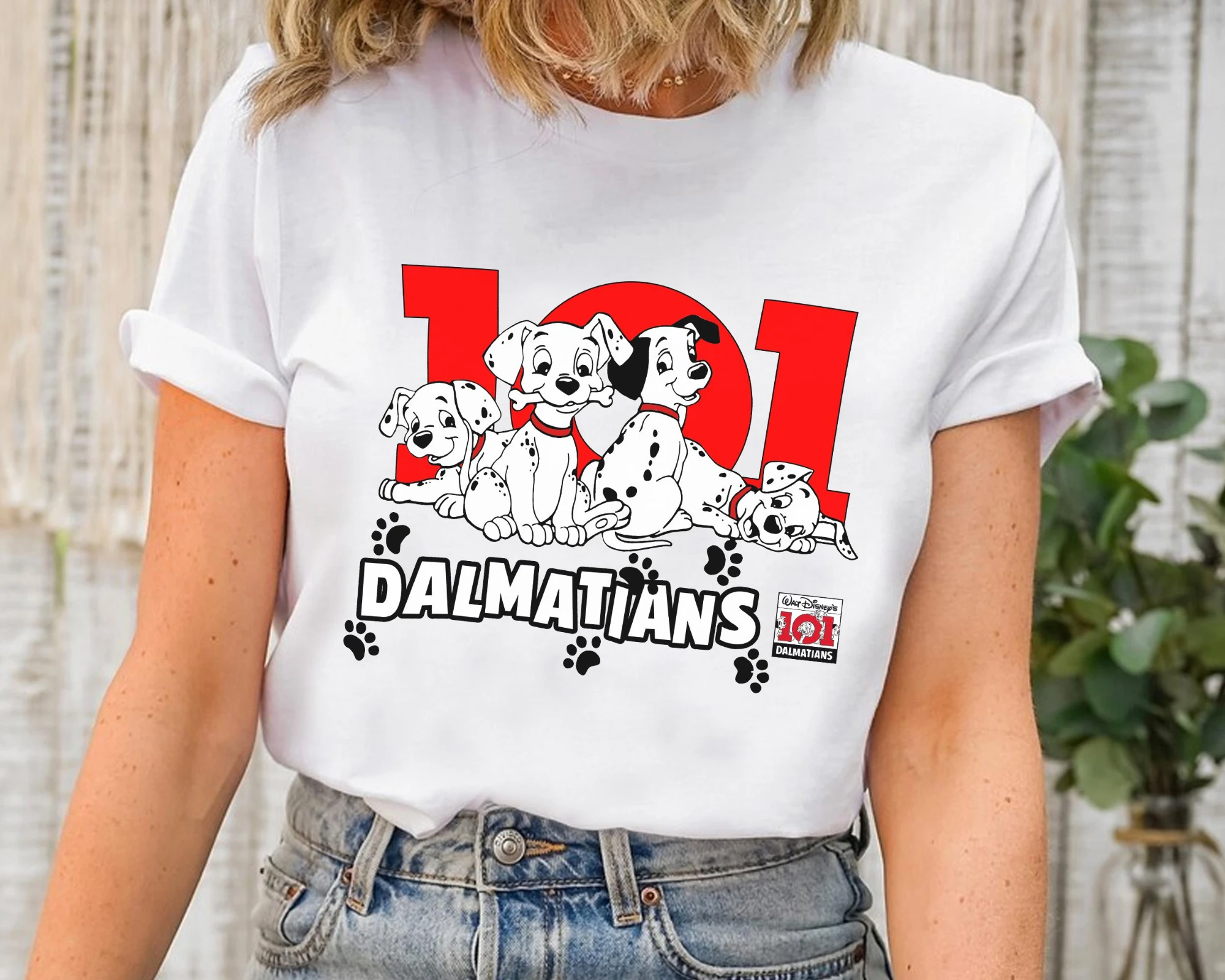 

Disney 101 Dalmatian Puppy Cute Portrait T-shirt, Disney Dog T-shirt, Disney Park Family Parent-child Wear Dog Lover T-shirt
