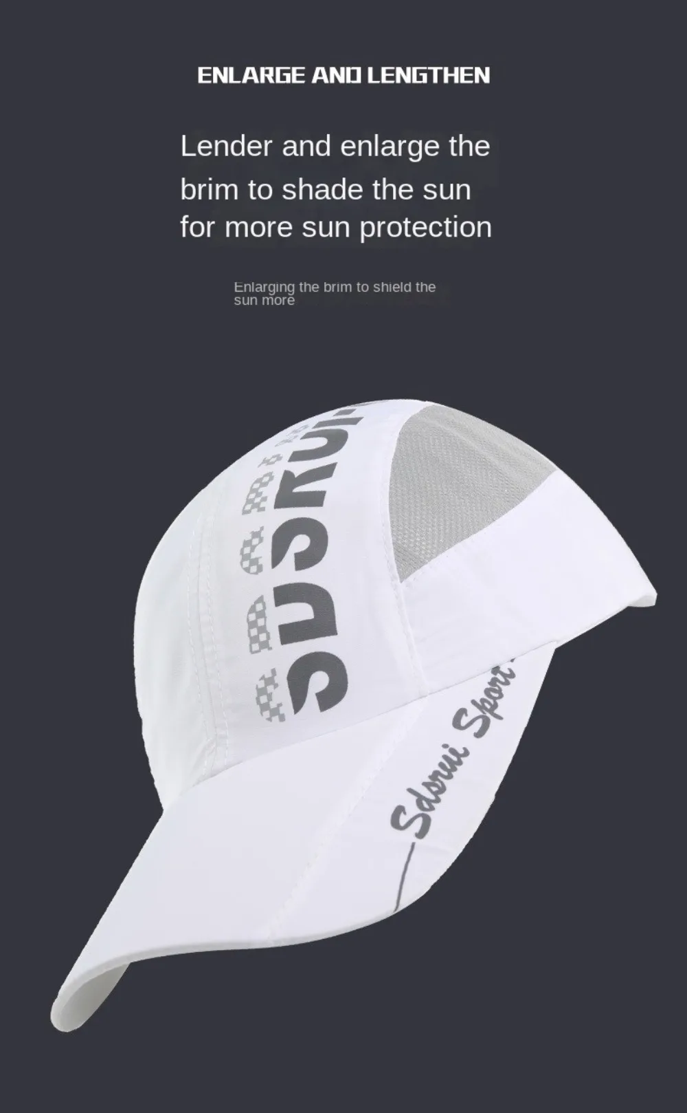 Modische Baseballkappe mit breiter Krempe, atmungsaktiv, verstellbar, schnell trocknend, Sonnenschutz, Sommer – Detail 19