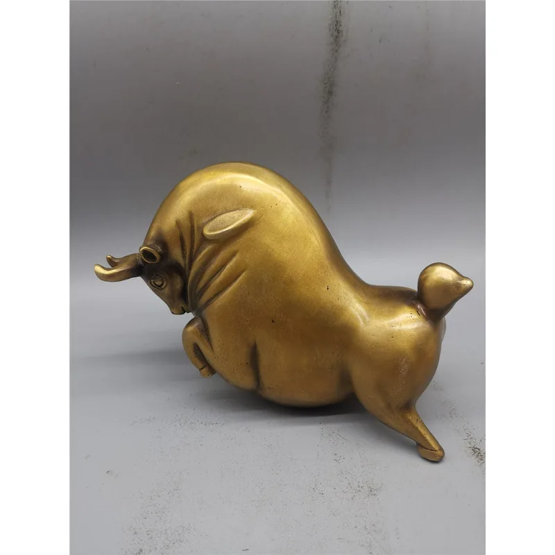 Bronze Collection Brass Bull Ornament New Chinese Style Animal Desktop Decoration Home Craft Gift