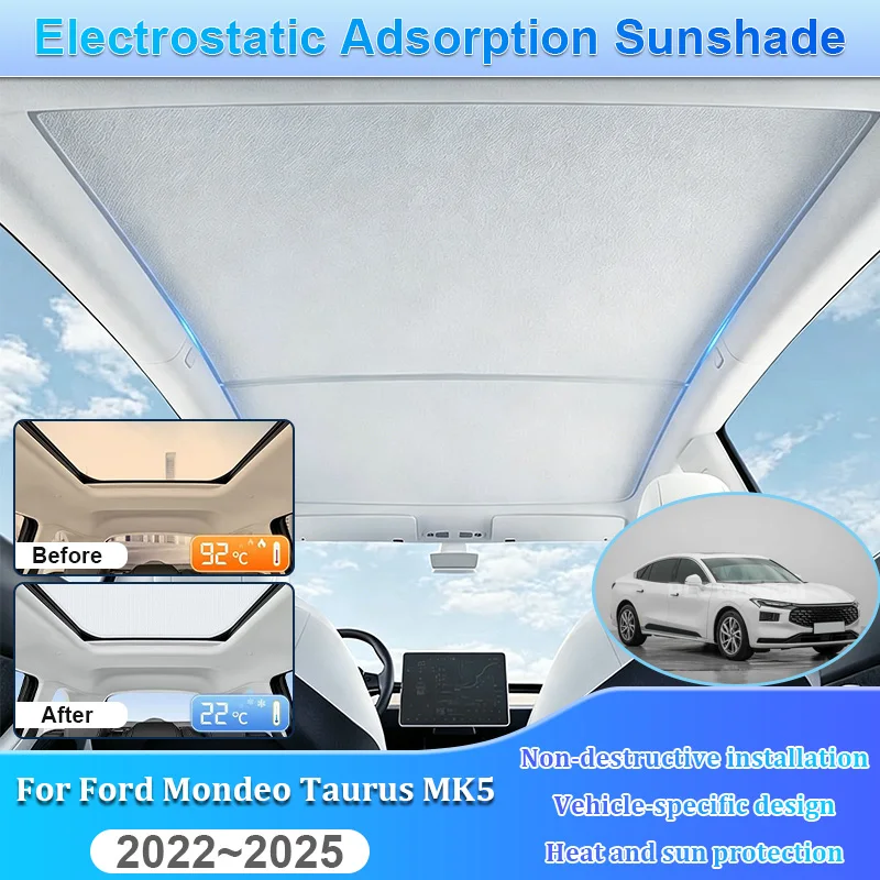 For Ford Mondeo Taurus MK5 2022 2023 2024 2025 Car Sunroof Roof Sunshade Electrostatic Adsorption Sun Skylight Auto Accessories