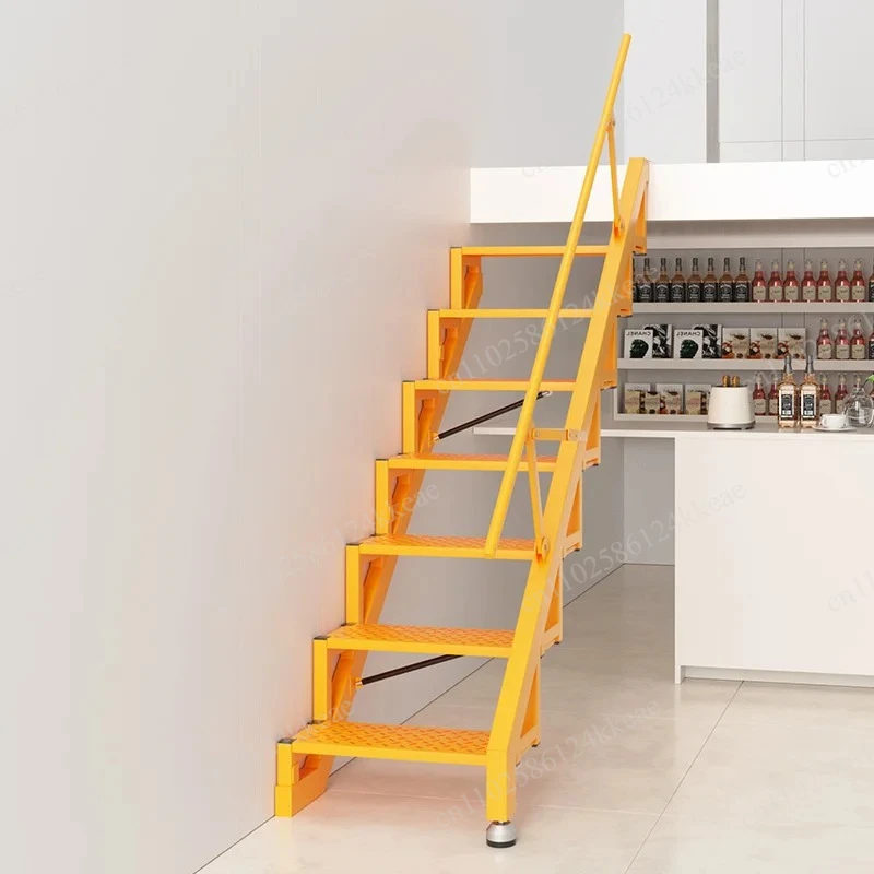 Folding stairs against the wall Loft garage Carbon steel Welded expansion screw Fixed compartment Indoor and outdoor ladder