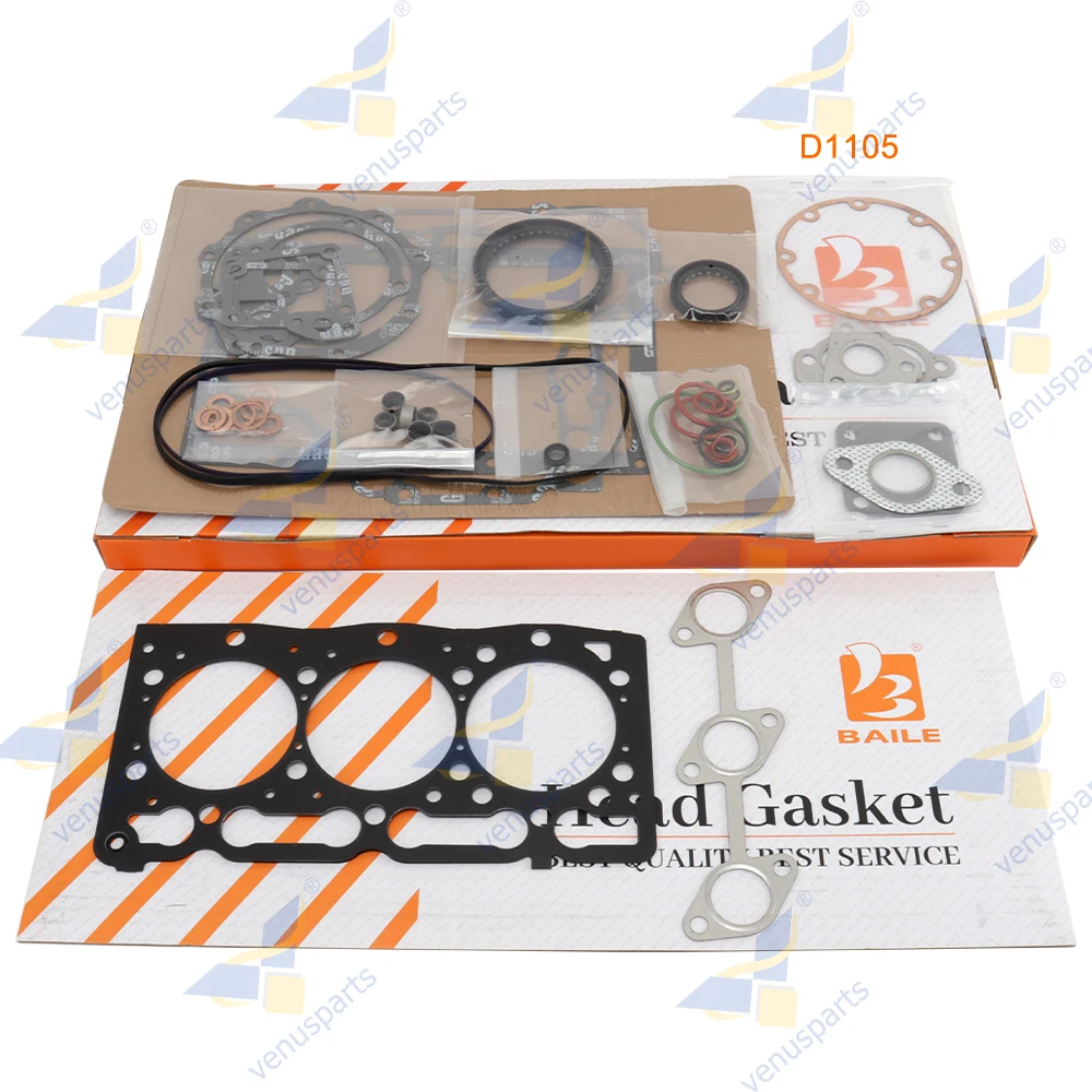 For Kubota D1105 Overhaul Rebuild Kit Piston Rings + Full Gasket Set Engine Parts 16060-21114 78*2HK+1.5+4mm