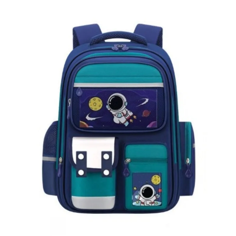 Astronaut Print Boys Backpack Primary Students School Bags Large Multiple Pockets Book Bag Waterproof Spine Protection Rucksack