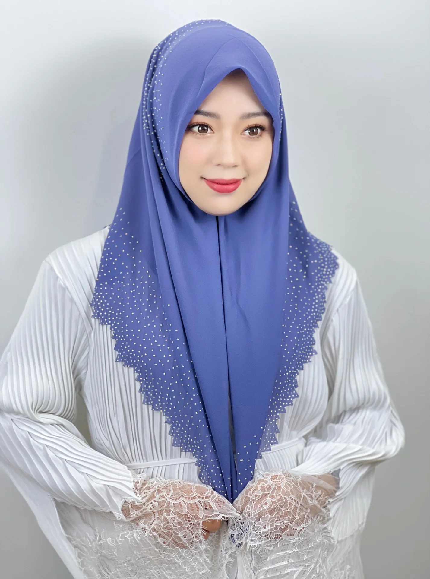 

Мусульманский хиджаб, шифоновый квадратный шарф, женские шали со стразами, тюрбан, шарфы, хиджабы, банданы, повязка на голову, платок, тюрбан Mujer