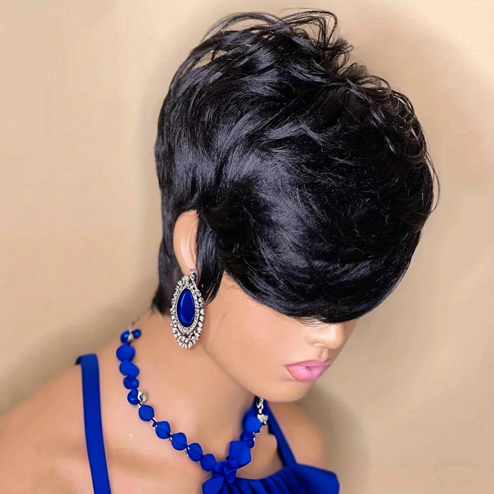 Short Bob Wig Pixie Cut Curly Human Hair
