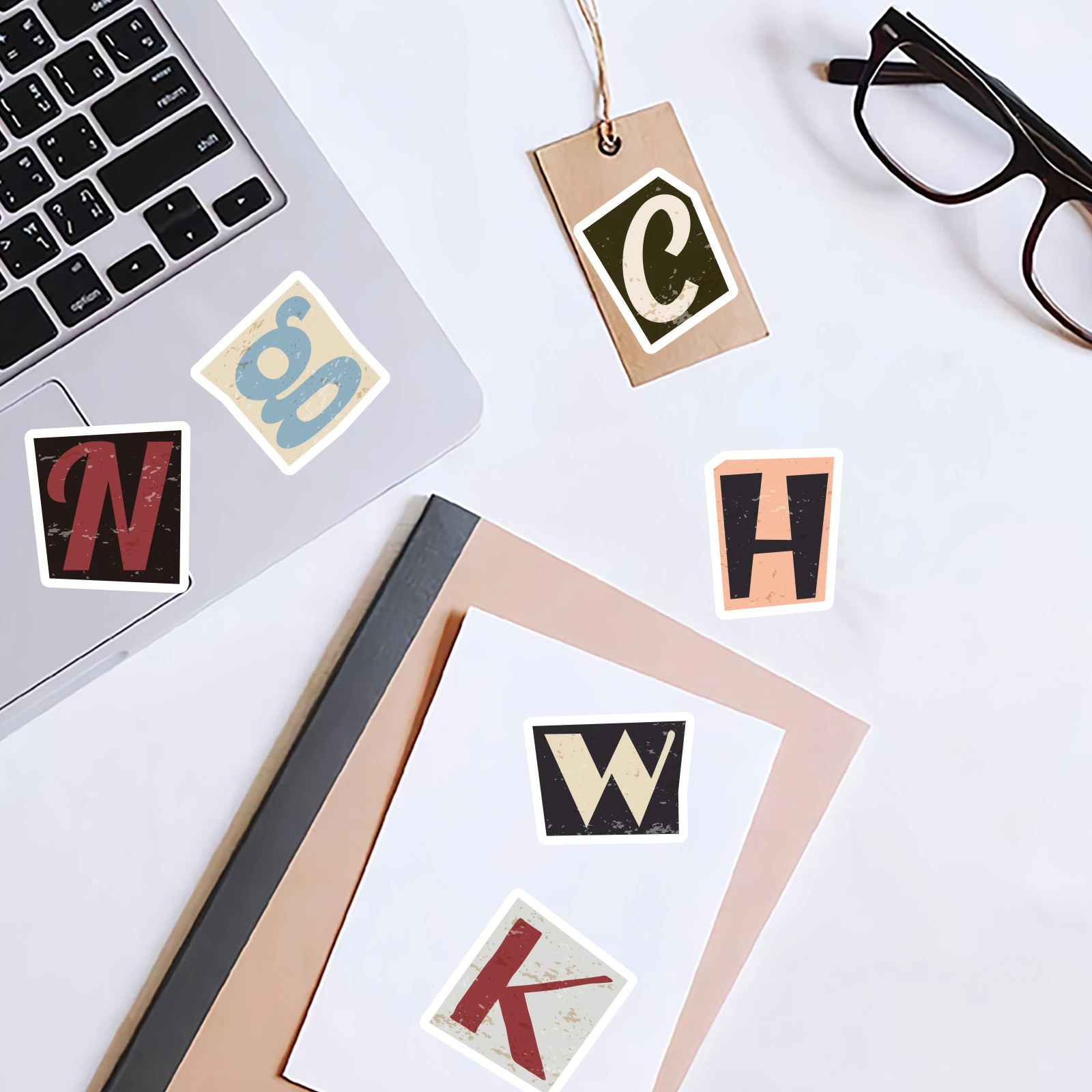 52pcs English Letter Pattern Stickers Are Suitable for Laptops, Mobile Phone Cases, Water Bottles, Suitcases, Handmade Scrapbook