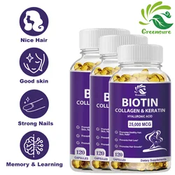 Biotin and Collagen Vitamins + Keratin with Folate for Women and Men - GMO Free & Gluten Free (60/120 Caps)