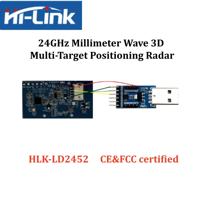 

Hi-link original 24GHz Radar Module HLK-LD2452 Smart Air Conditioner Fan Human Presence Motion Tracking Sensor No-touch Control