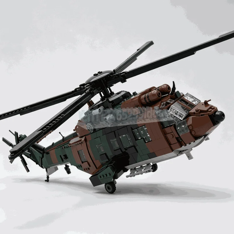 1762PCS Camouflage Utility Helicopter Building Blocks Detailed Rotorcraft Aviation Model Creative DIY Assembly Collection Gift