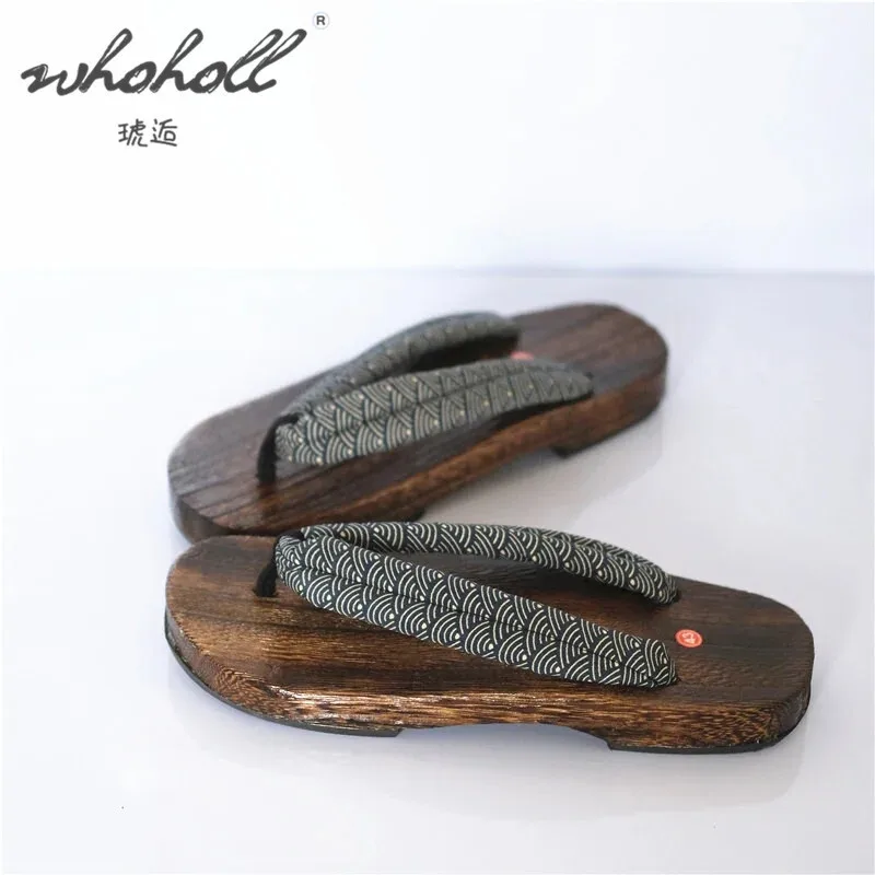 

Japanese Wooden Geta Summer Slippers Man Women Sandals Flat Wooden Flip Flops Home Slippers Clogs Shoes Cosplay Costumes