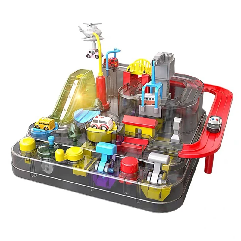 Transparent Adventure Game Racing Rail Car Model Racing Educational Toy Children Track Car Brain Game Mechanical Toys