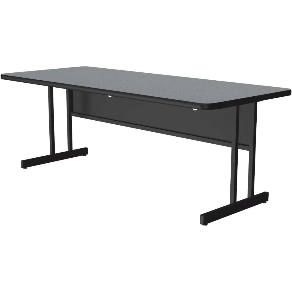 

"24x60 Inch CS2460M Training Tables with Gray Granite Melamine Surface, Keyboard Workstation, and Durable Black Steel Frame"
