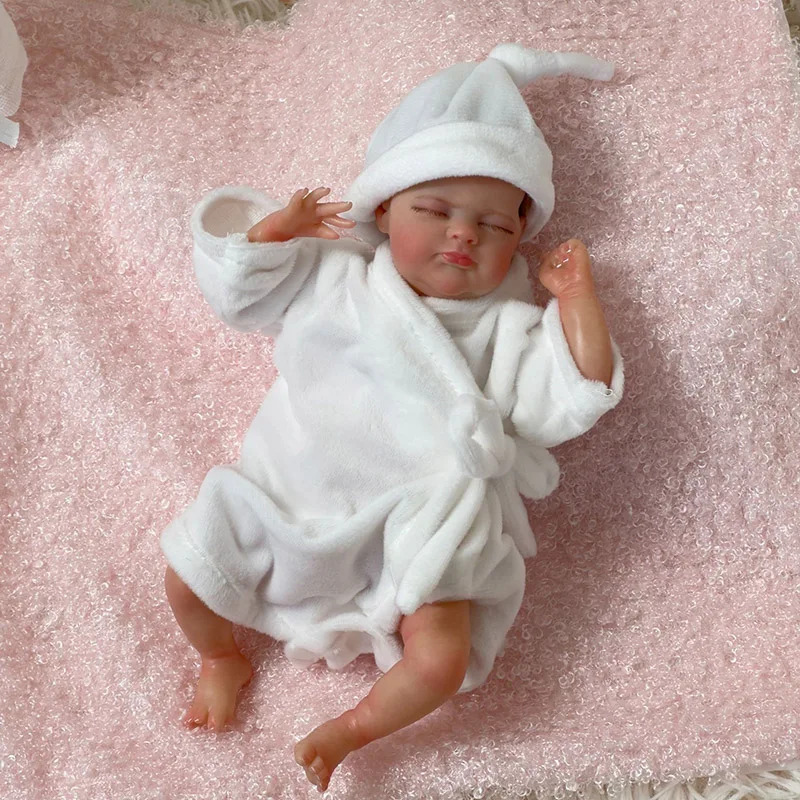 Realistic Reborn Doll 25cm Mini Soft Cloth Body Newborn Lifelike Preemie Visible Veins Miniature Silicone Baby Doll Kid Toy Gift