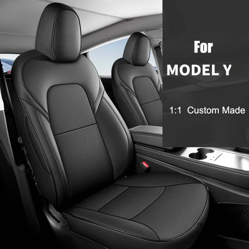 Coprisedile per auto specifico personalizzato per Tesla Model Y completamente coperto con set completo anteriore e posteriore 5 posti in lino e