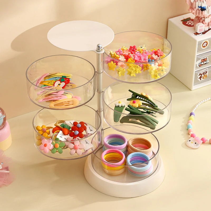 Opbergdoos voor kinderhaaraccessoires, Make-up Organizer, Roterende cosmetische Puff-opbergdoos, Katoenen paddenhouder, Wattenstaafje