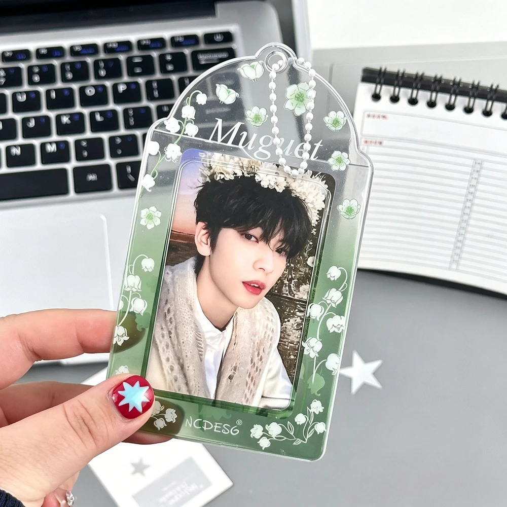 Lily of the Valley Transparent PVC Card Holder 3 Inch Photocard Kpop Idol Merch Card Protector Pendant Display